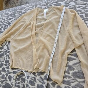 SPAZOOIE CHIFFONSHRUG GEORGEOUS Sheer Tan Blouse